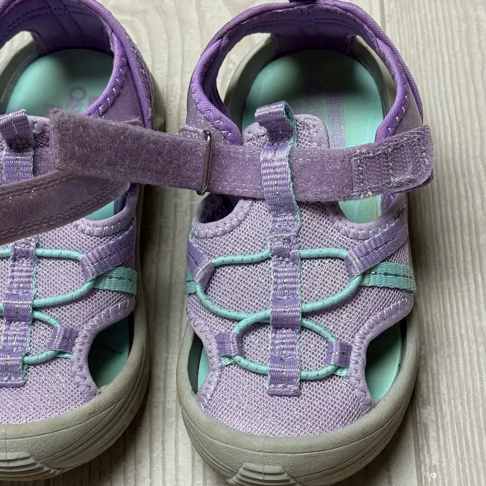 OshKosh B’gosh Girls Purple Teal Closed Toe Sport Sandals Shoes Size 10M